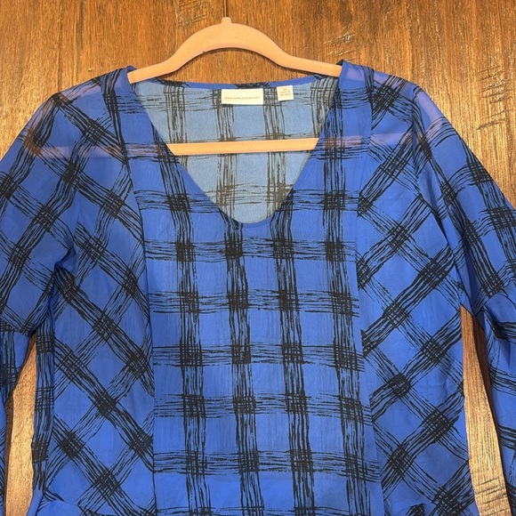 XS New York & Company Blue Checkered Tunic - Picture 4 of 8